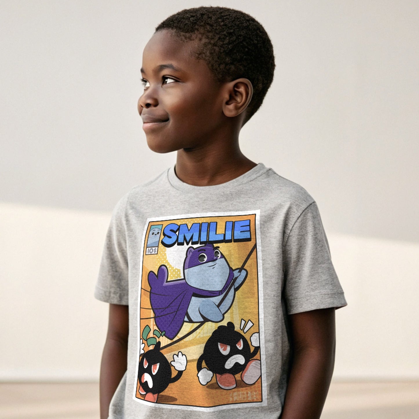 Camiseta de manga corta Batfoca - Smilie superhéroe