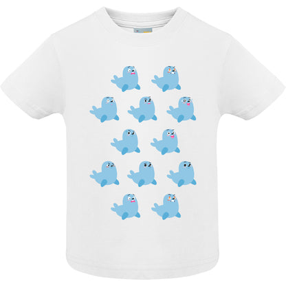 Short-sleeved baby T-shirt with seals and emotions