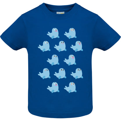Short-sleeved baby T-shirt with seals and emotions