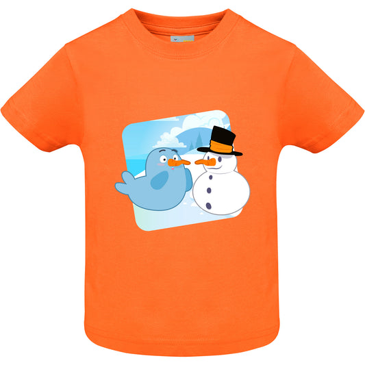 Smiley and Snowman short-sleeved baby T-shirt