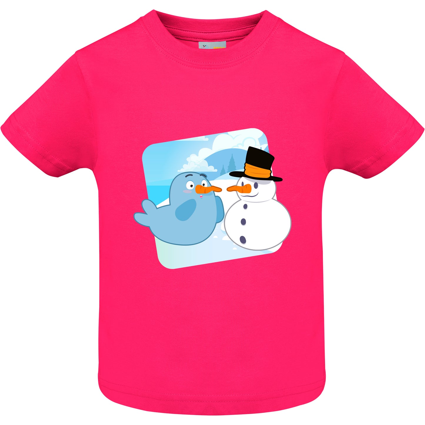 Smiley and Snowman short-sleeved baby T-shirt